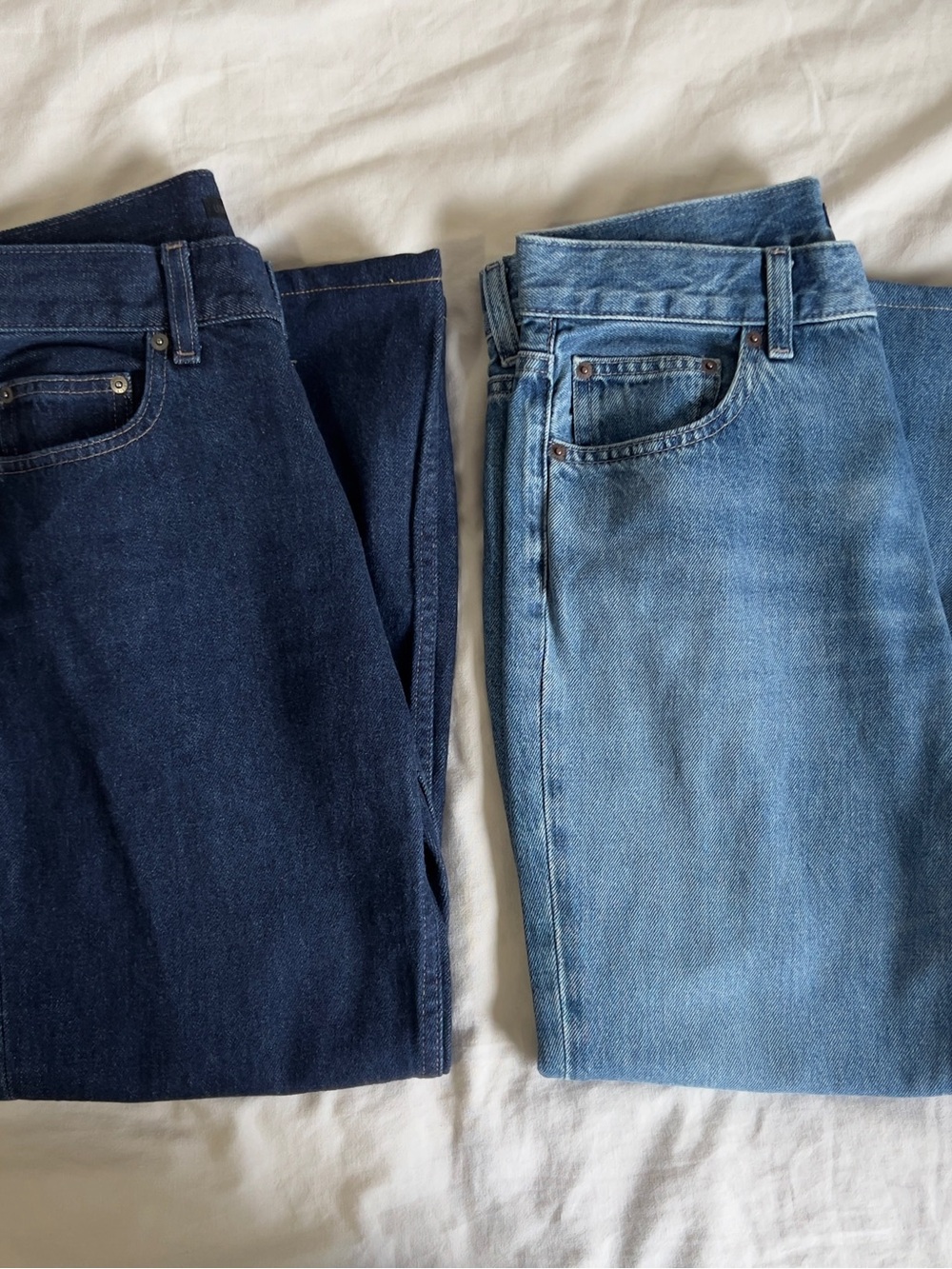 Uniqlo Women’s Boot Cut Jeans in Dark Indigo and Light Blue